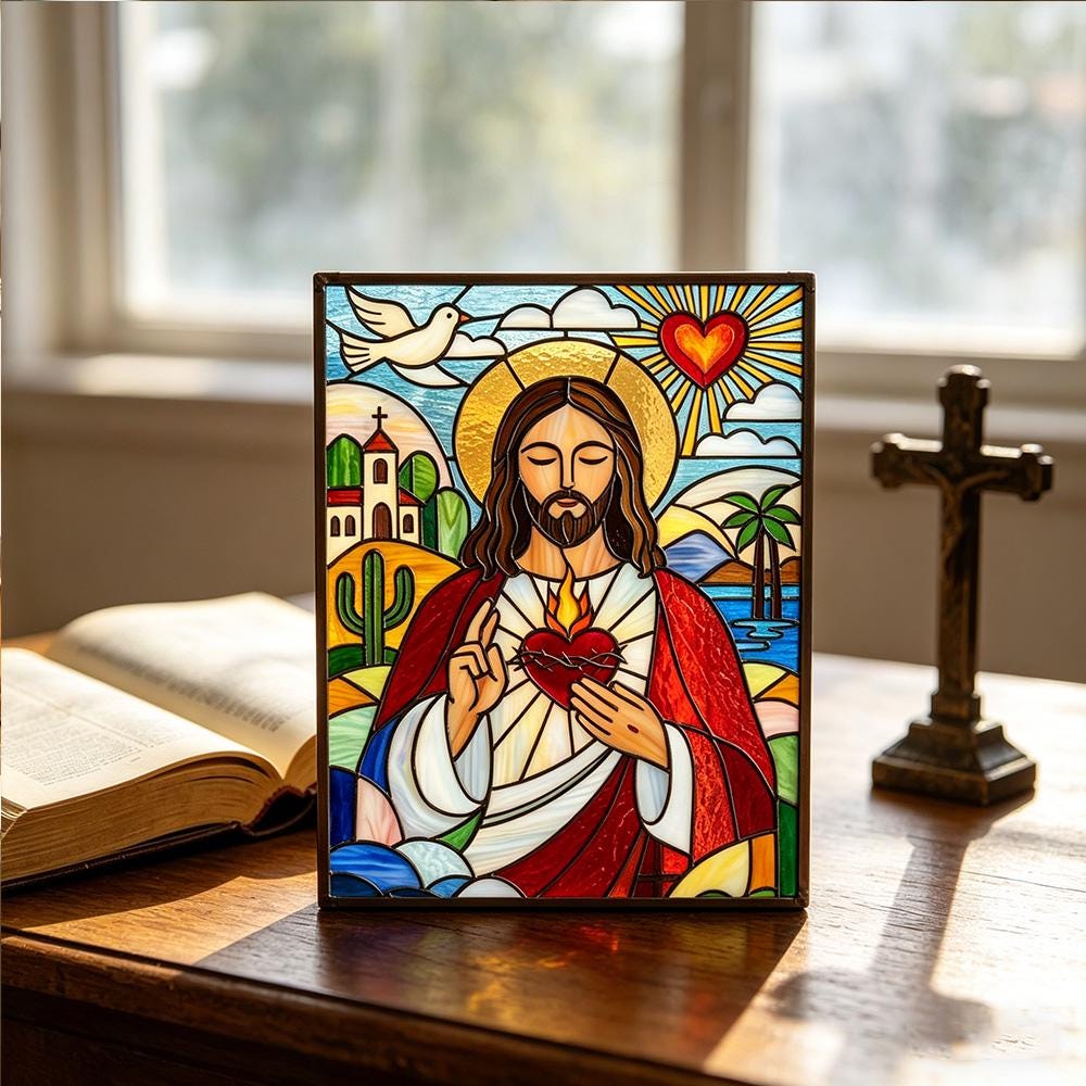 Sacred Heart Glass Art