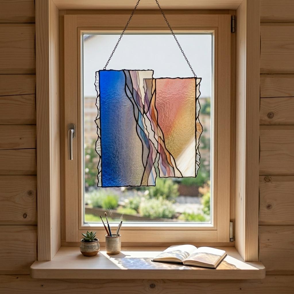 Geometric Sunset Glass Suncatcher