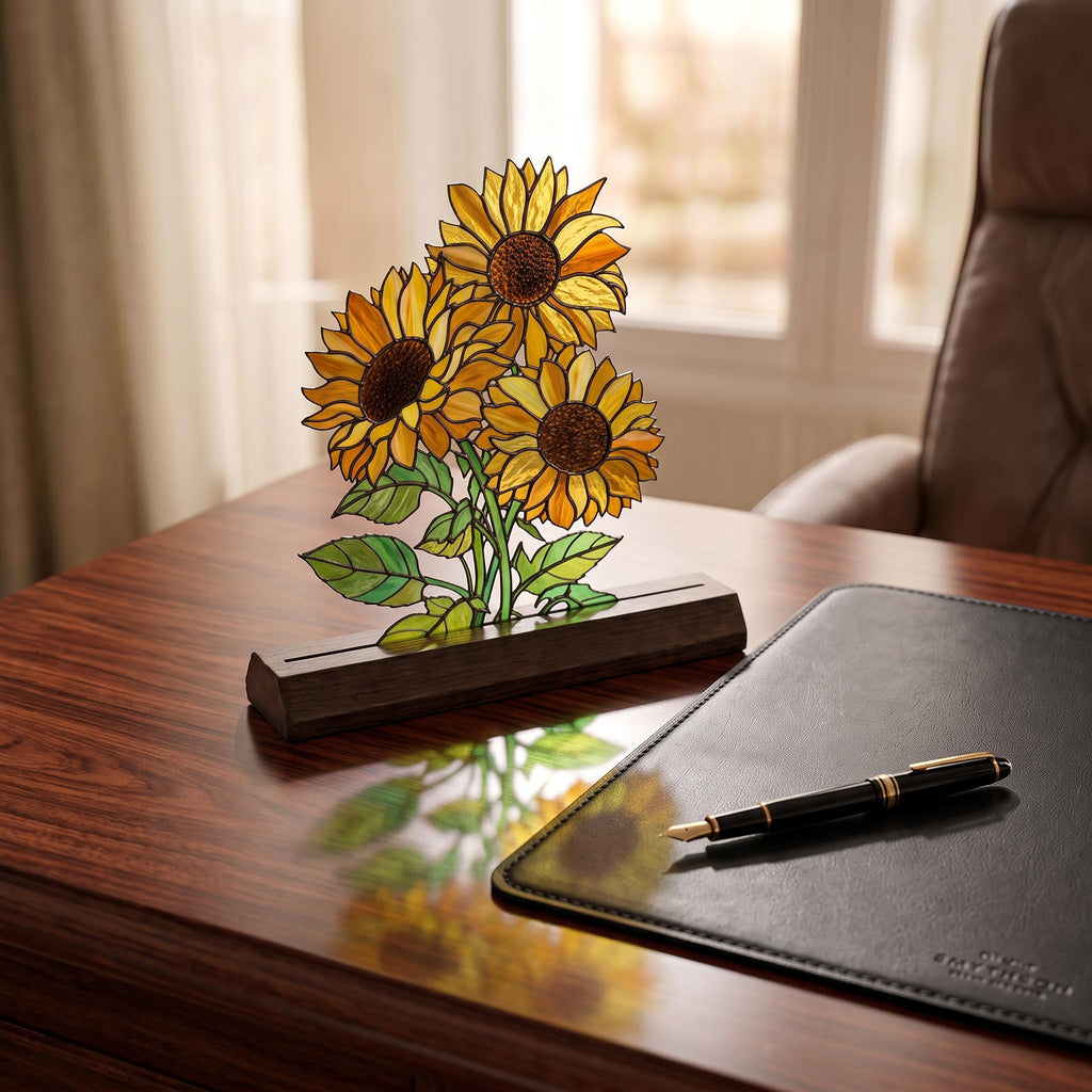 Sunflower Bouquet Glass Decor