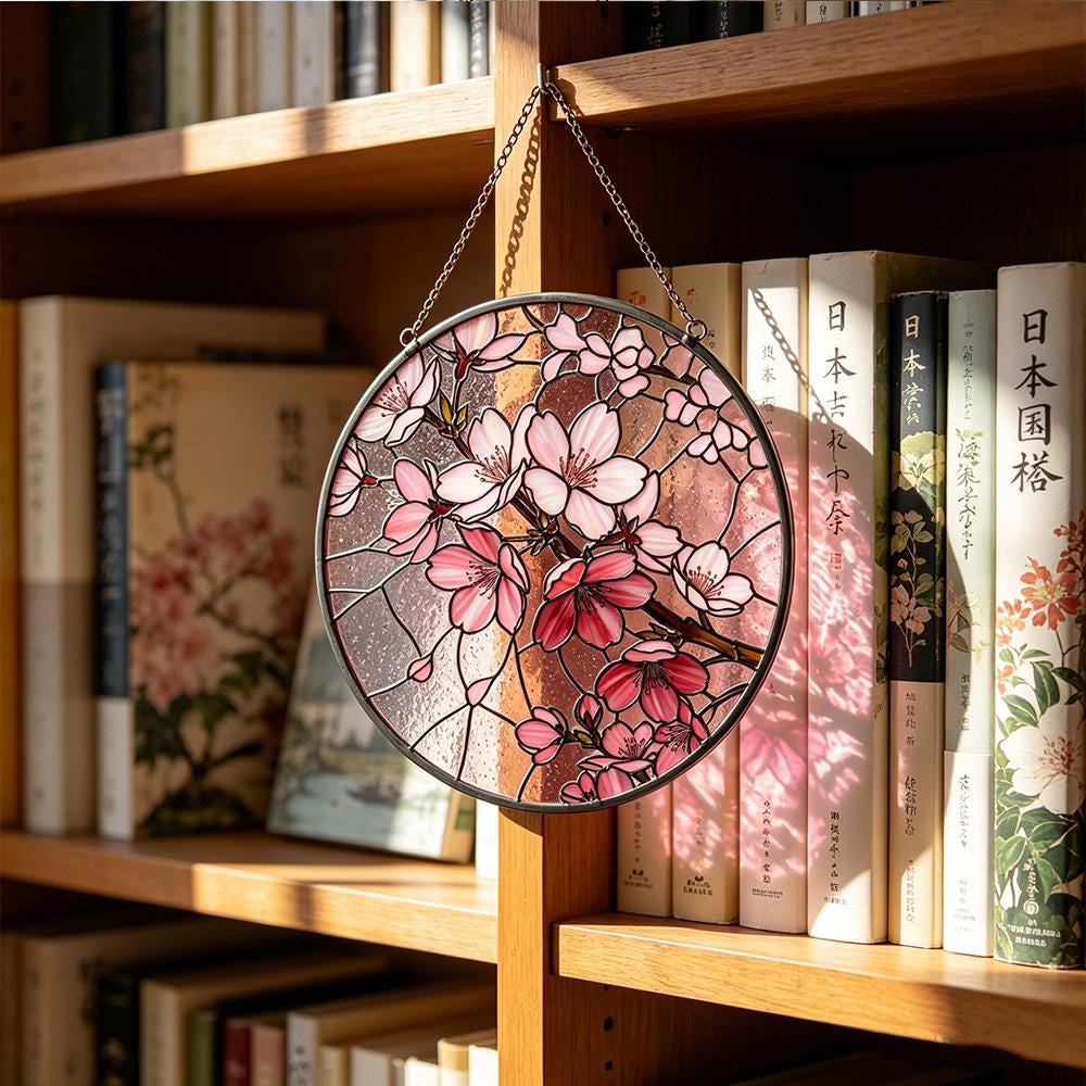 Cherry Blossom Glass Suncatcher
