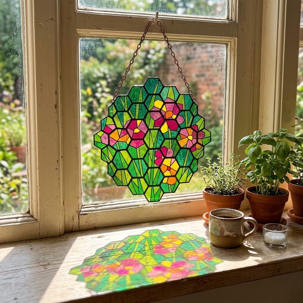 Honeycomb Wildflower Glass Suncatcher