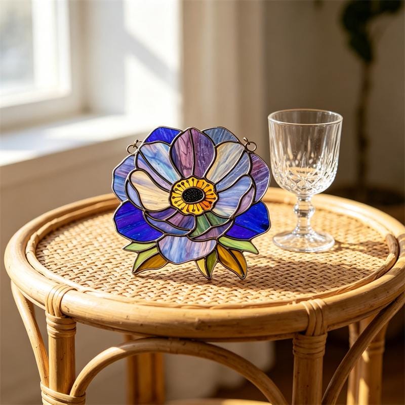Botanical Flower Glass Suncatcher
