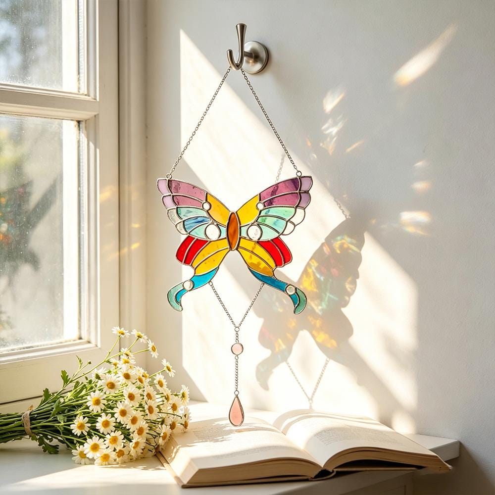 Colorful Butterfly Glass Panel