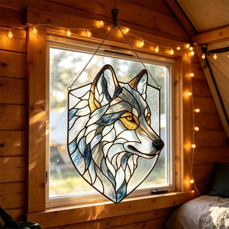Wolf Glass Wall Hanging