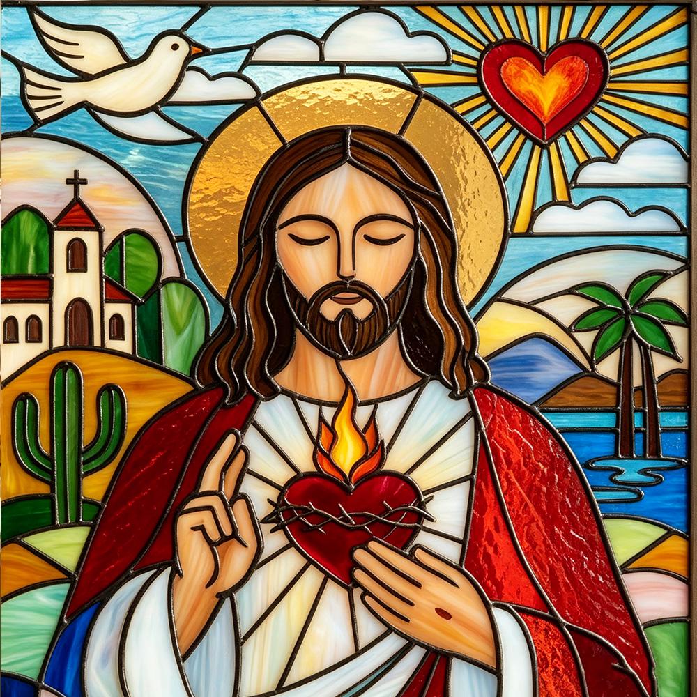 Sacred Heart Glass Art