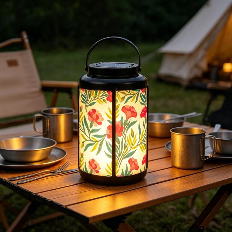 Floral Print Solar LED Lantern