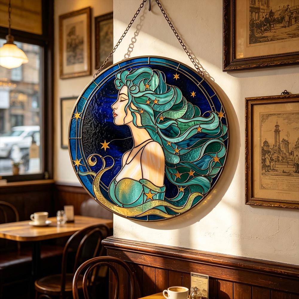 Starry-Haired Woman Glass Art