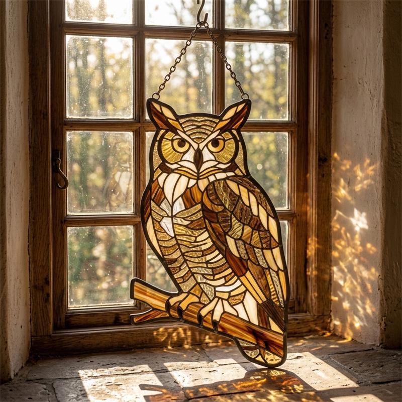 Owl Glass Suncatcher