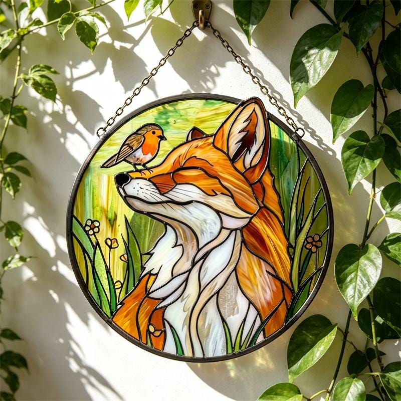 Fox & Robin Glass Suncatcher