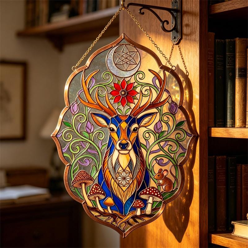 Celestial Deer Glass Suncatcher