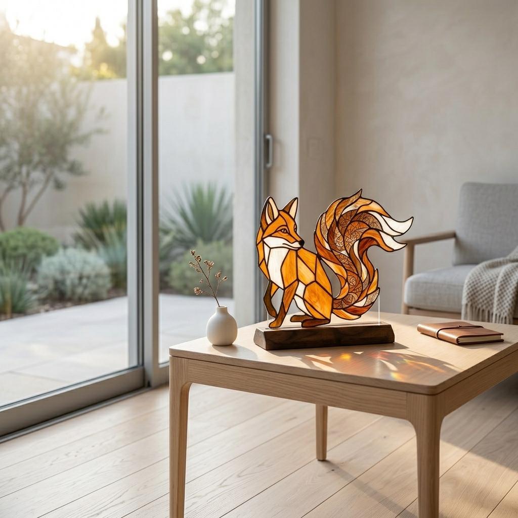 Spiral-Tail Fox Glass Decor