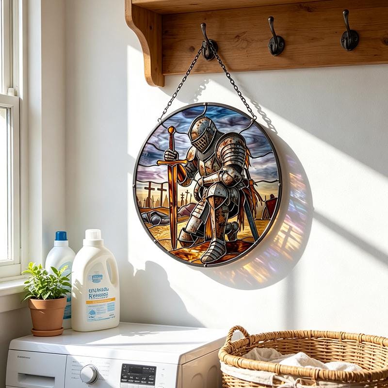 Medieval Knight Glass Suncatcher