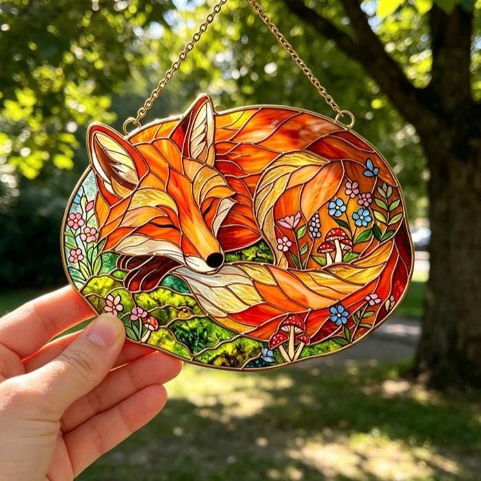 Fox Glass Wall Hanging