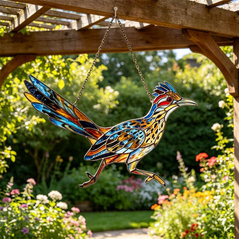 Desert Roadrunner Glass Suncatcher