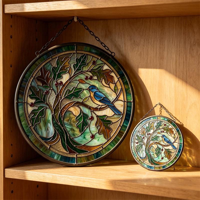 Bluebird Tree Glass Suncatcher