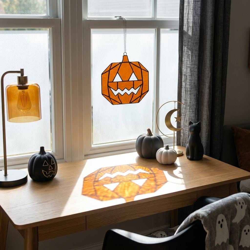 Geometric Pumpkin Glass Suncatcher