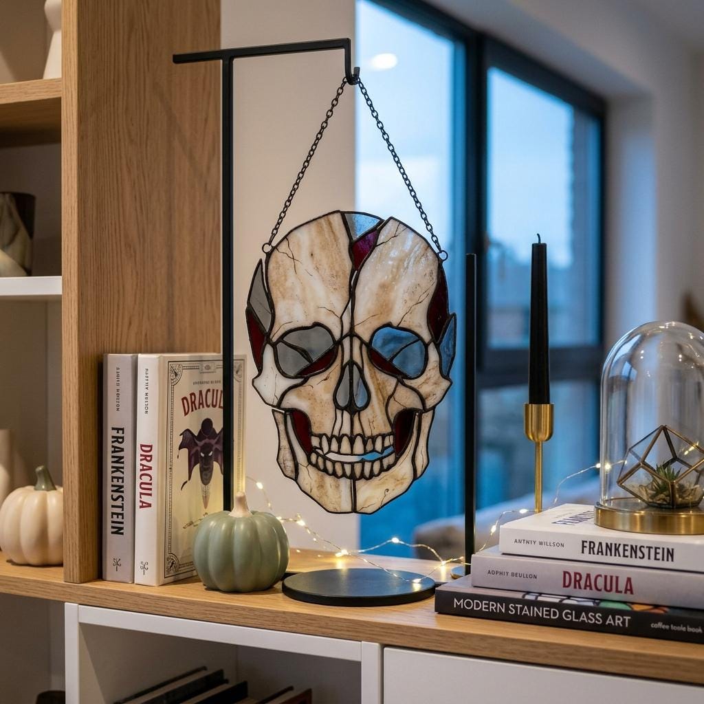 Deconstructed Skull Glass Suncatcher