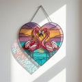 Flamingo Heart Glass Suncatcher