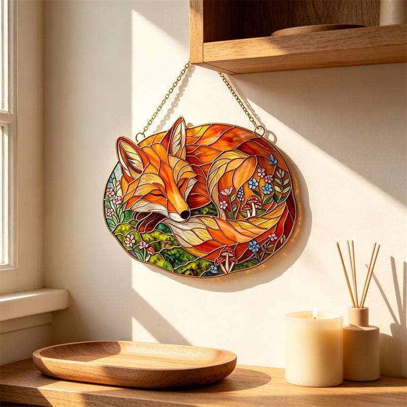 Fox Glass Wall Hanging