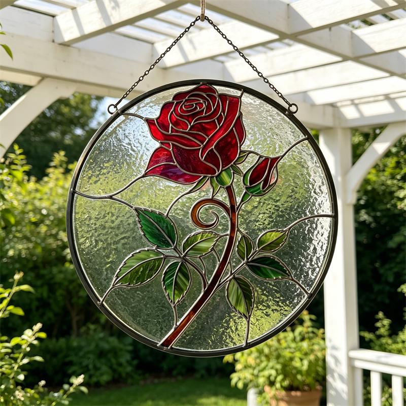 Rose Glass Wall Hanging