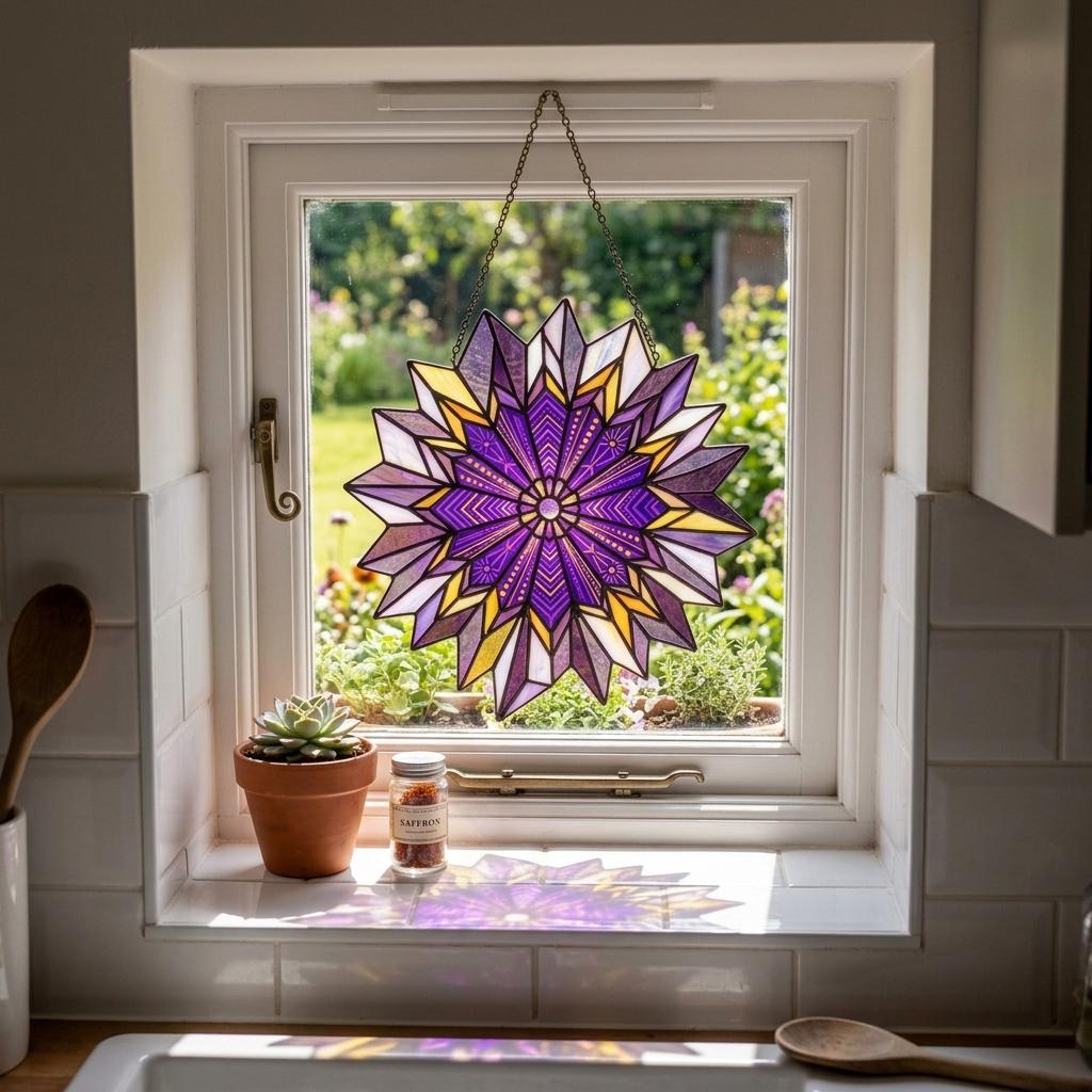 Bee-Eye Flower Glass Suncatcher