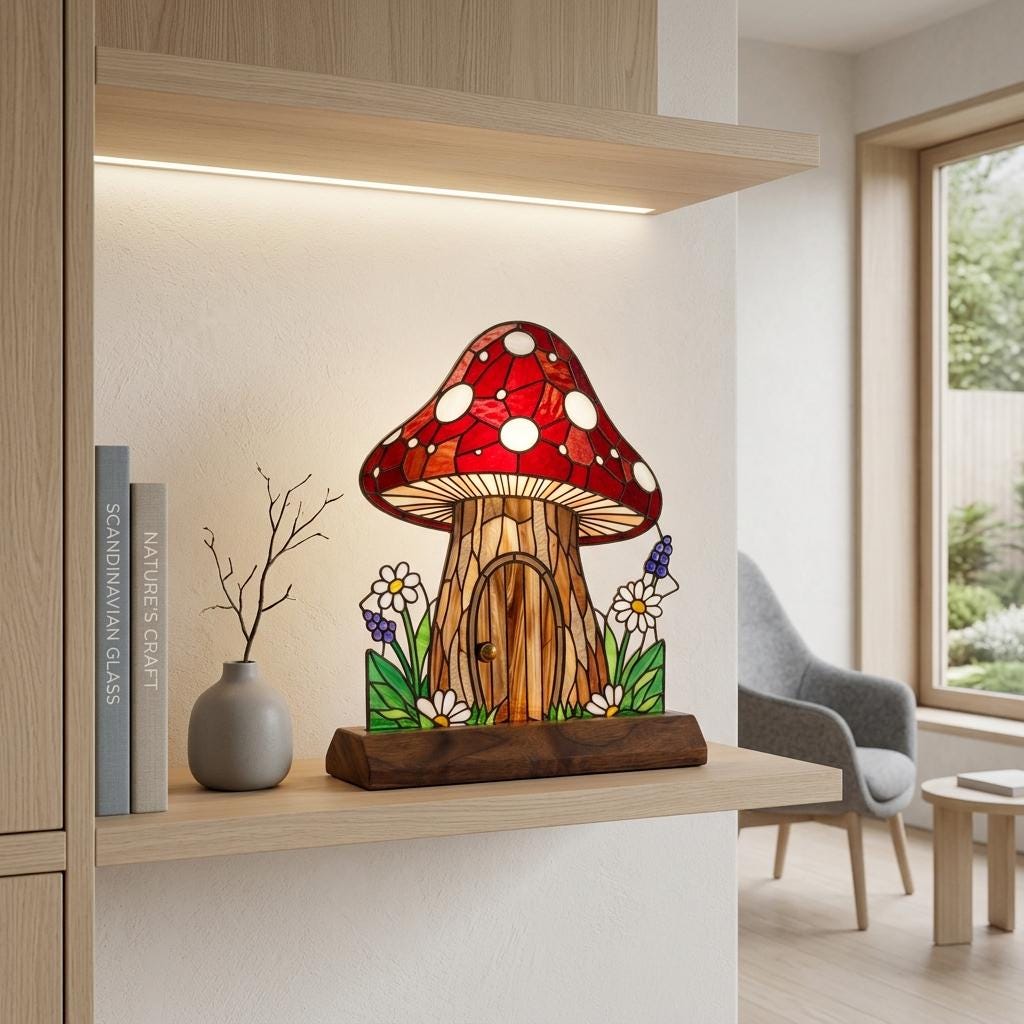 Mushroom Fairy House Glass Decor
