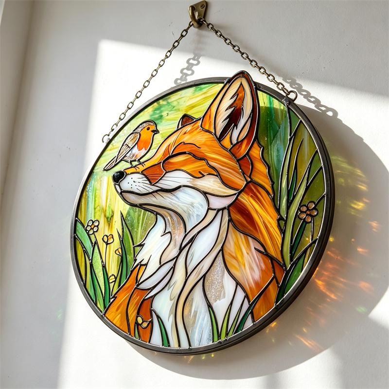 Fox & Robin Glass Suncatcher