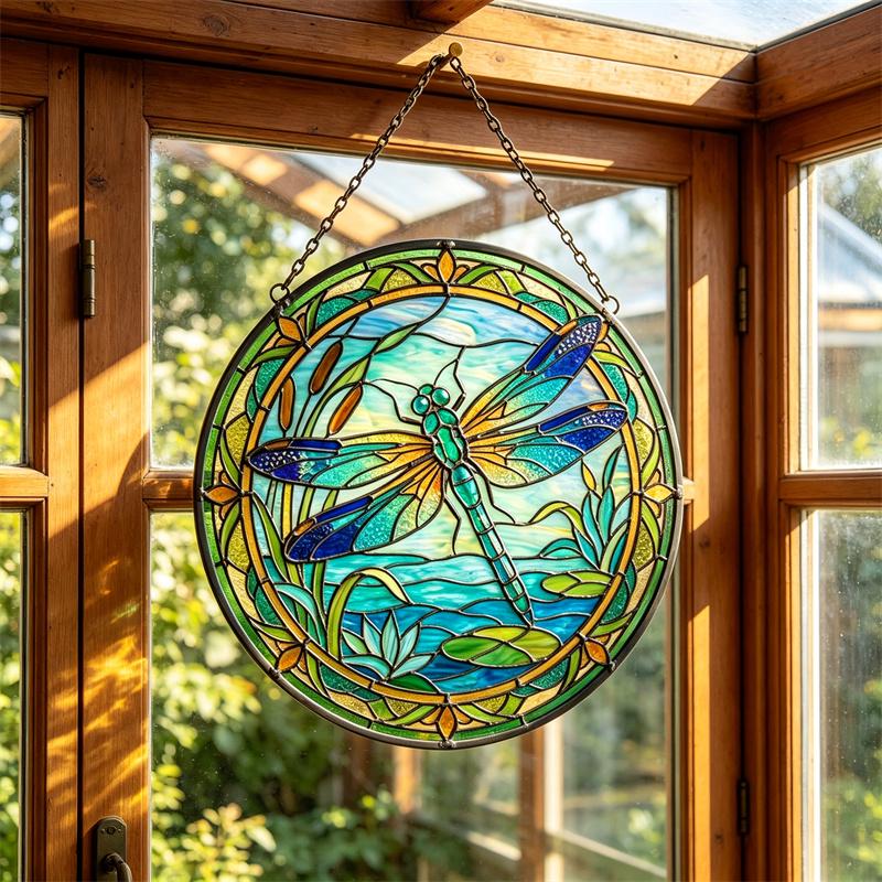 Dragonfly Pond Glass Suncatcher