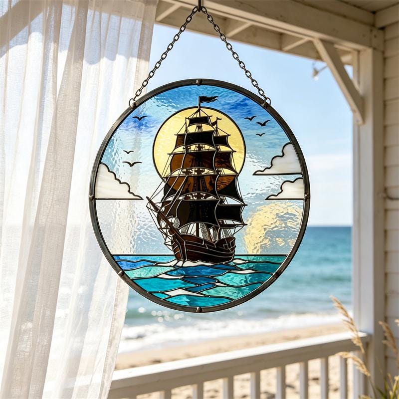 Sailing Ship Glass Suncatcher