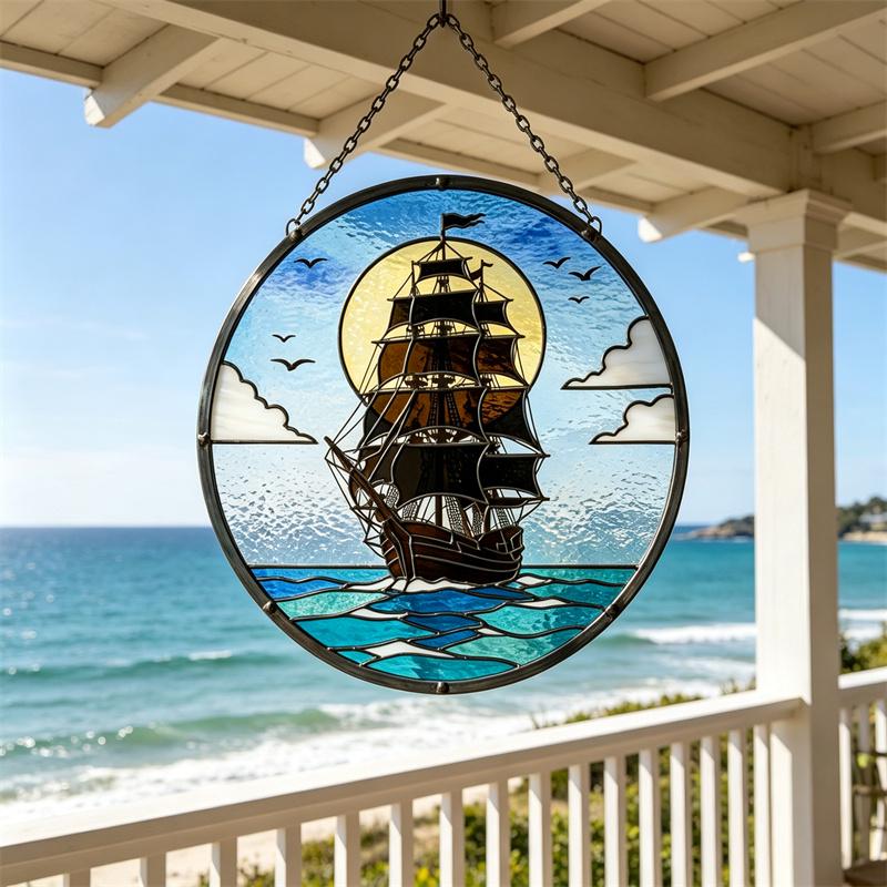Sailing Ship Glass Suncatcher