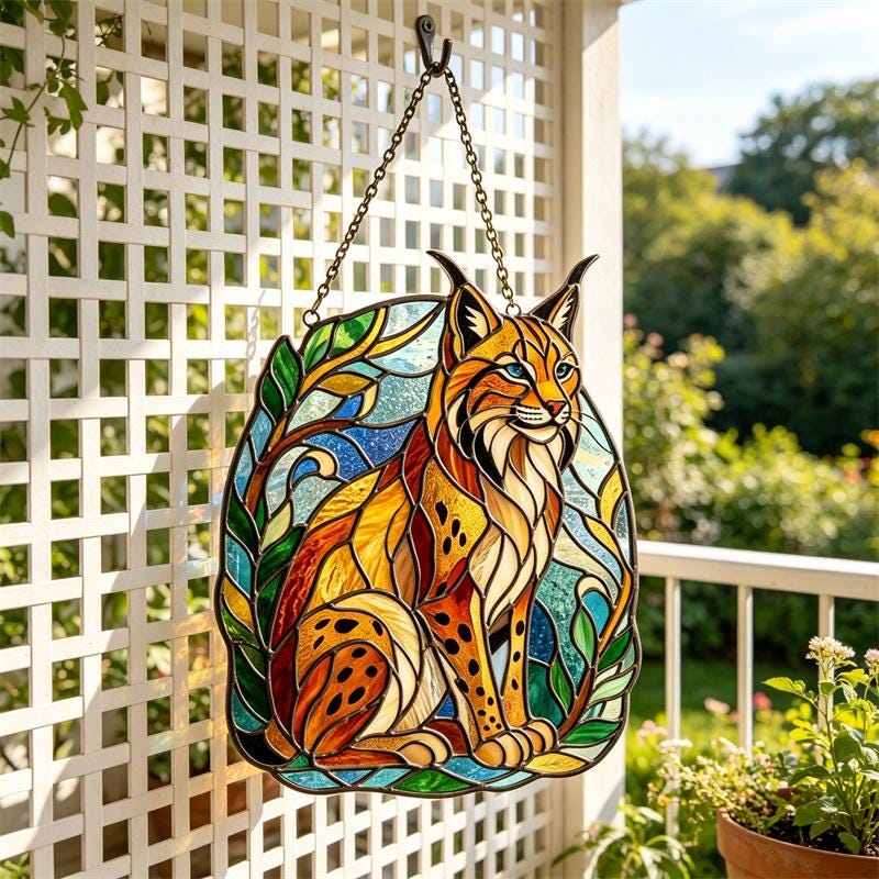 Lynx Glass Suncatcher