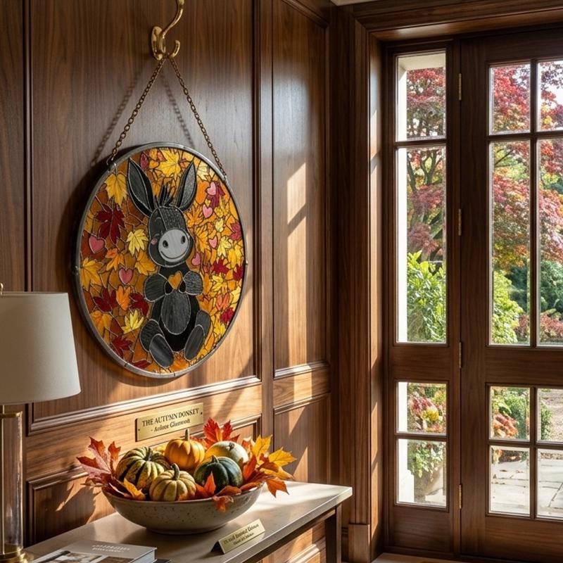 Autumn Donkey Glass Suncatcher