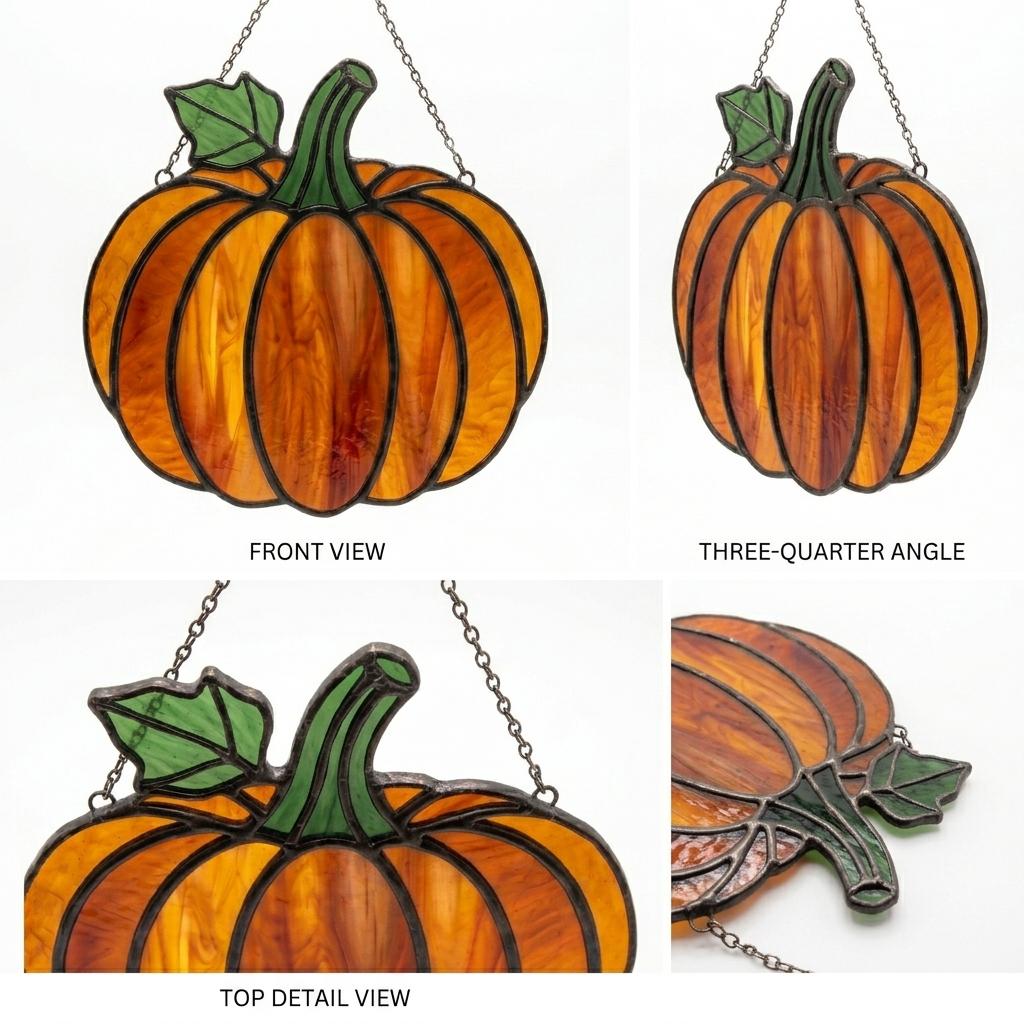 Autumn Harvest Pumpkin Glass Suncatcher