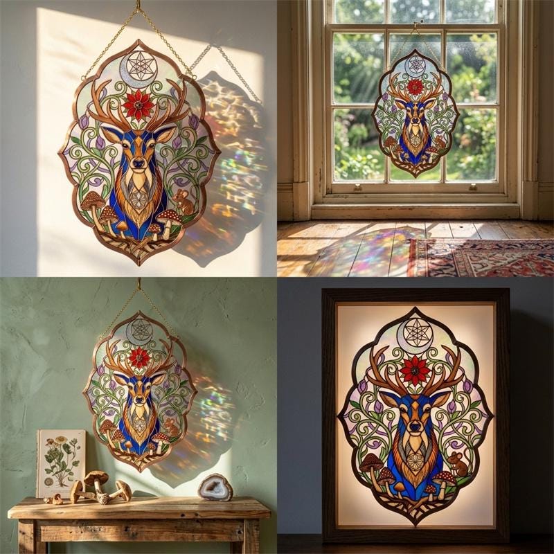 Celestial Deer Glass Suncatcher