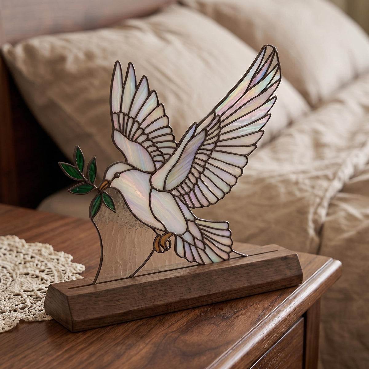 Peace Dove Glass Decor