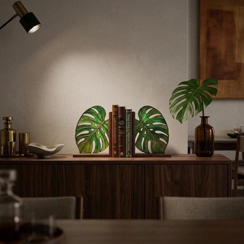 Monstera Glass Bookends