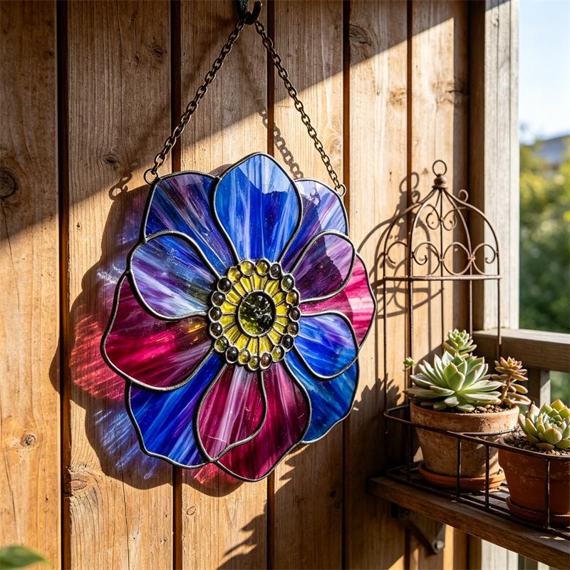 Botanical Flower Glass Suncatcher