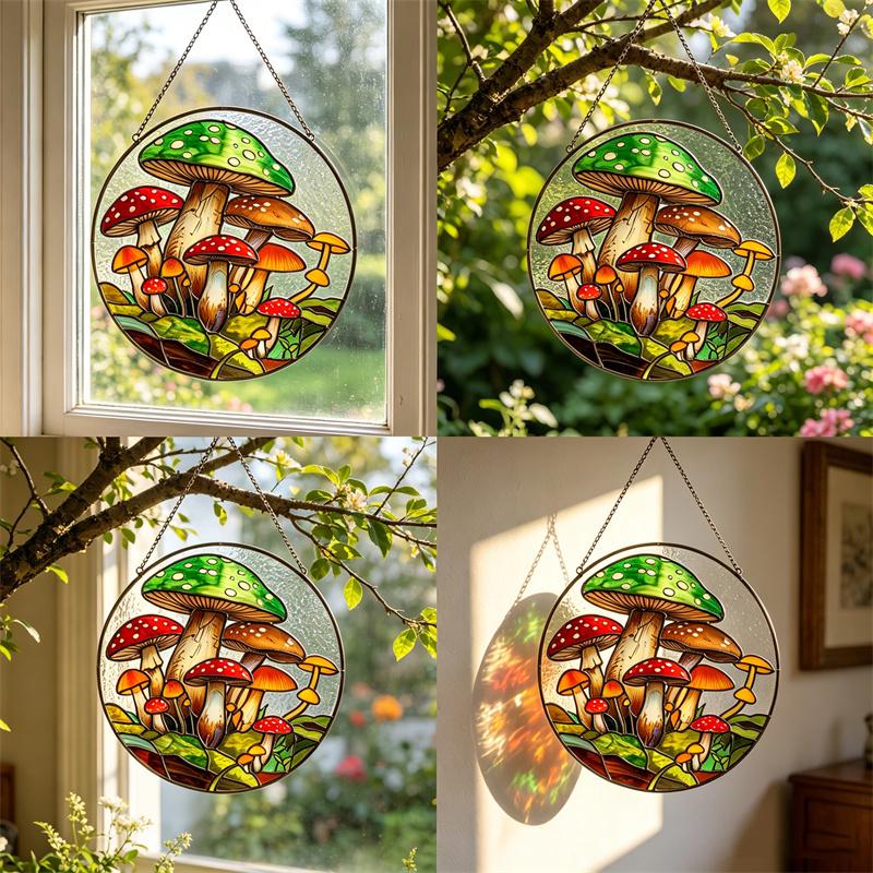 Mushroom Glass Suncatcher