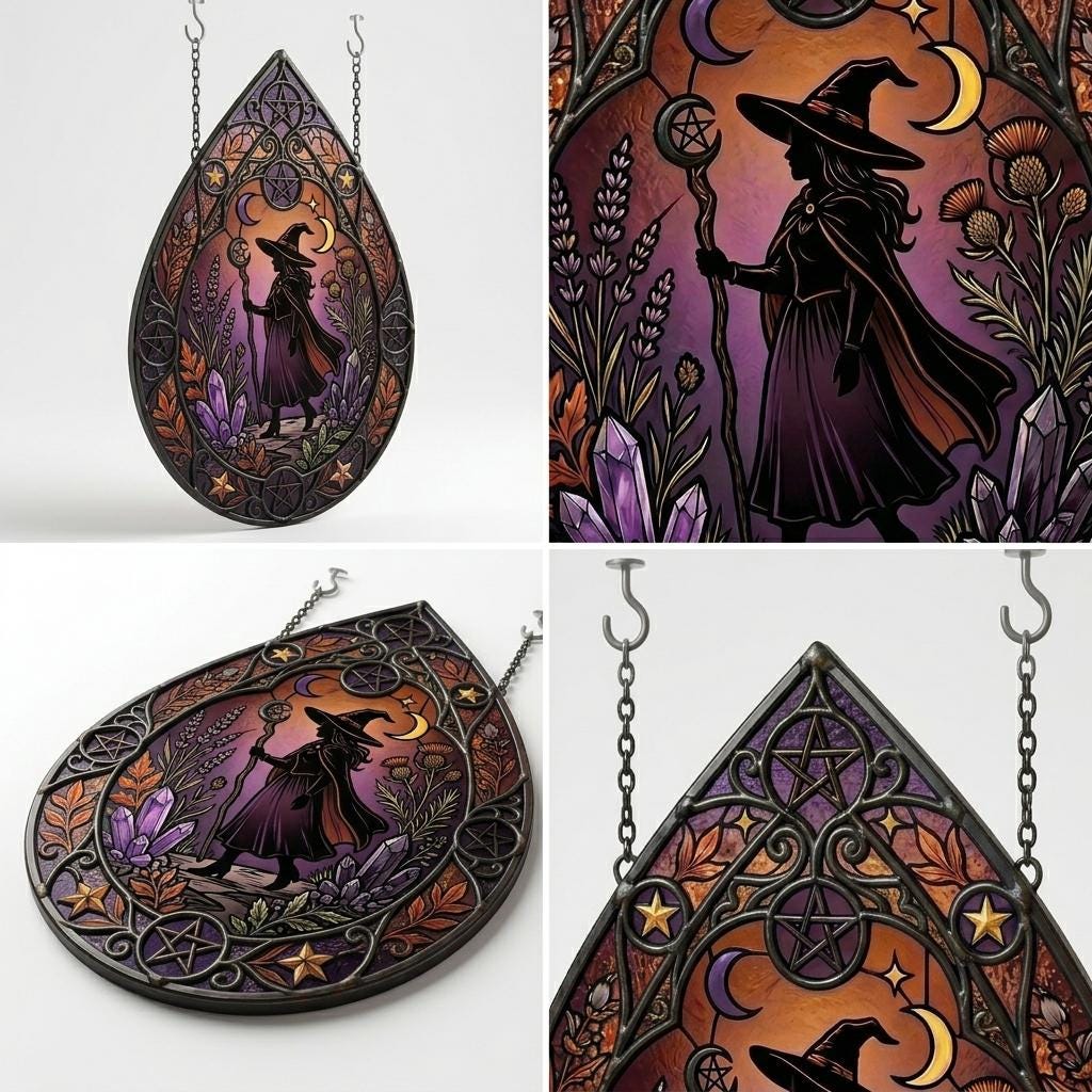 Celestial Witch Glass Suncatcher