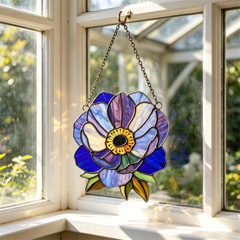 Botanical Flower Glass Suncatcher