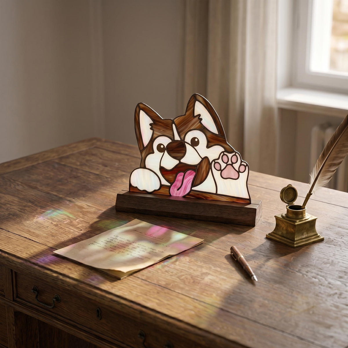 Waving Puppy Glass Decor