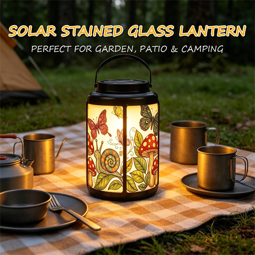 Butterfly Snail and Mushroom Solar Lantern