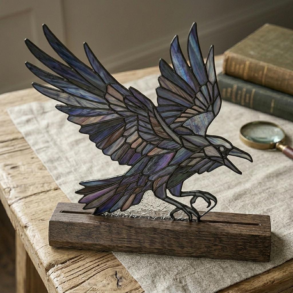 Flying Crow Glass Decor