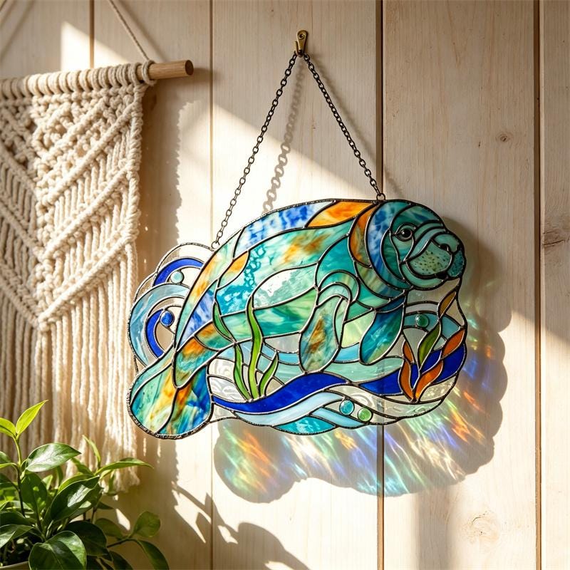Manatee Glass Suncatcher