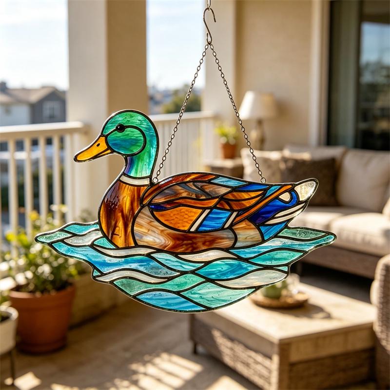 Mallard Duck Glass Suncatcher