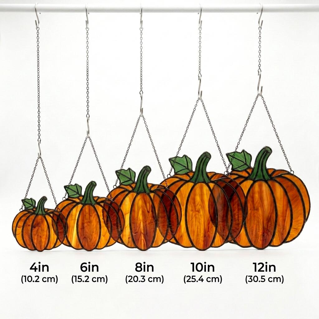 Autumn Harvest Pumpkin Glass Suncatcher
