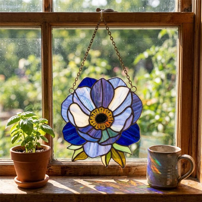 Botanical Flower Glass Suncatcher