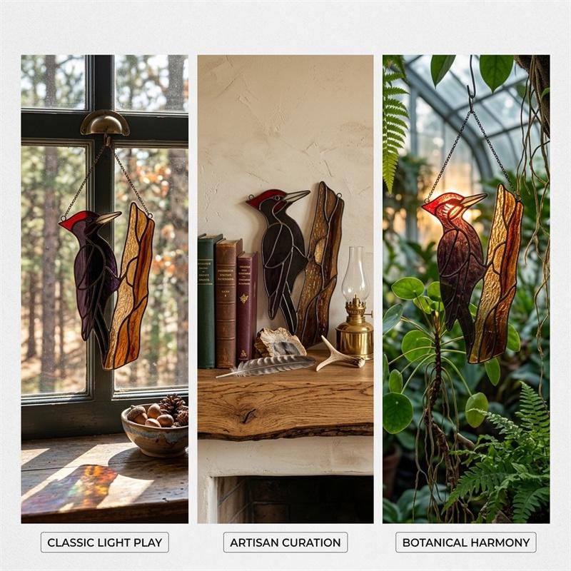 Woodpecker Glass Suncatcher