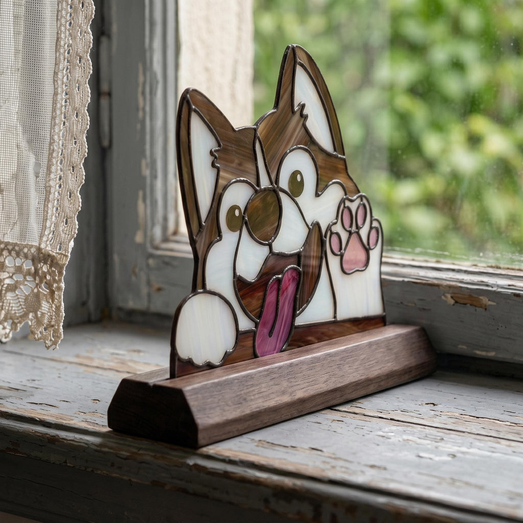 Waving Puppy Glass Decor