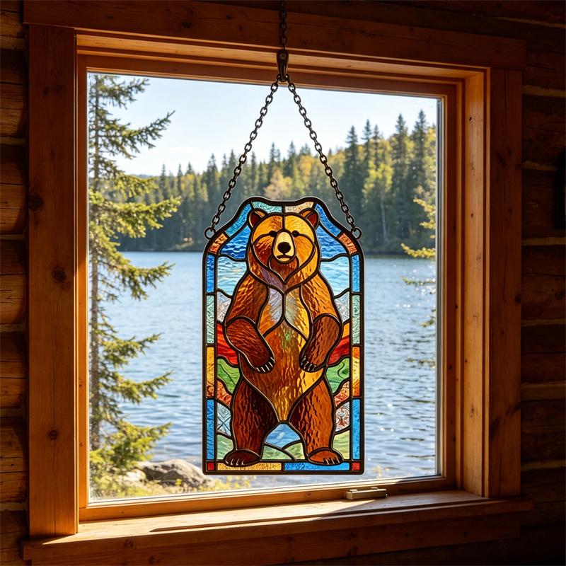 Bear Glass Wall Hanging